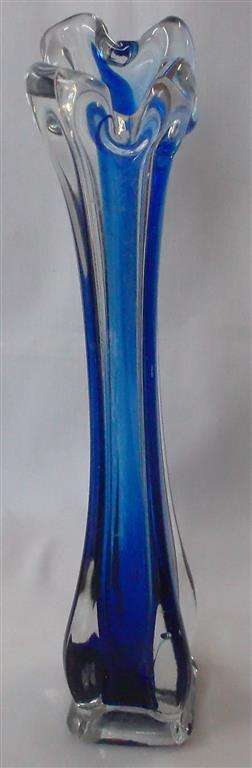 Vintage Murano Style Blue Glass Vase