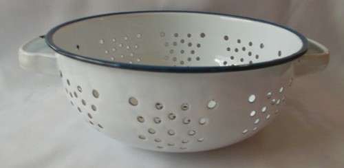 Vintage White Enamel Strainer