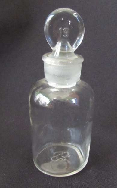 Antique French Glass Medicine Apothecary Bottle with Glass Stopper