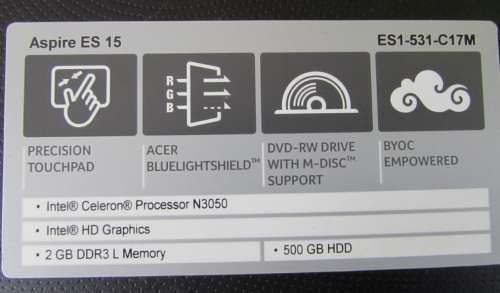 Acer Aspire es-15 laptop