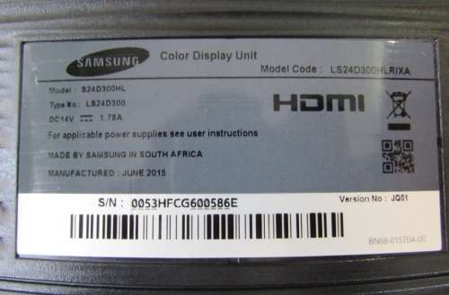 Samsung 24" led monitor model s24d300hl