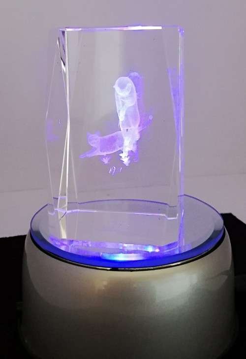 GLASS PAPERWEIGHT WITH LIGHT