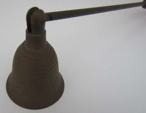 Candle Snuffer ~ Solid Brass, Pivoting Bell Head and Brass Handle with Wood Grip