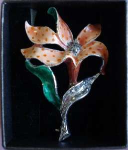 Fire Lily  Enamelled Brooch