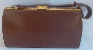 Beautiful Vintage 1950's Brown Leather Handbag
