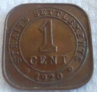 1920  1c Straits Settlements George V King and Emperor of India.