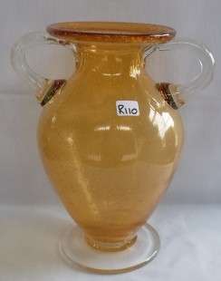 Large Amber Glass Vase.