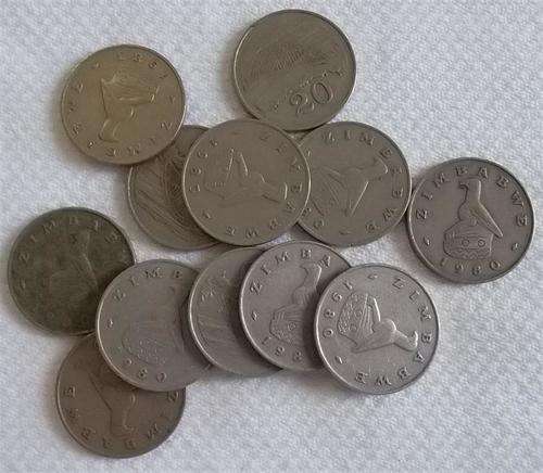 12 x 1980's  20 cent  Zimbabwe  Coins