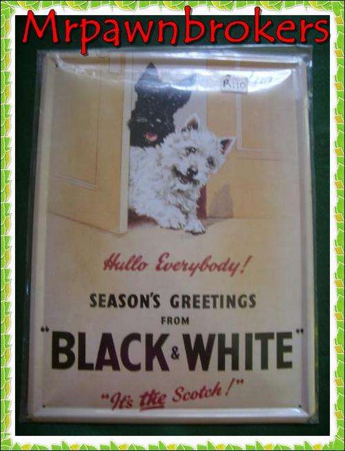 Beatifull Black and White Scotch Tin sign