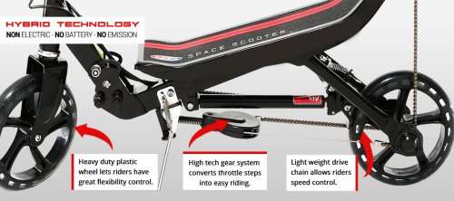 SPACE SCOOTER RIDE ON BLACK, X580, Dual-mode super - silent drive system,