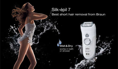 BRAUN SILK-EPIL 7 , EPILATOR, RECHARGABLE, WET&DRY, 2 HEADS CAPS, WITH LED LIGHT,