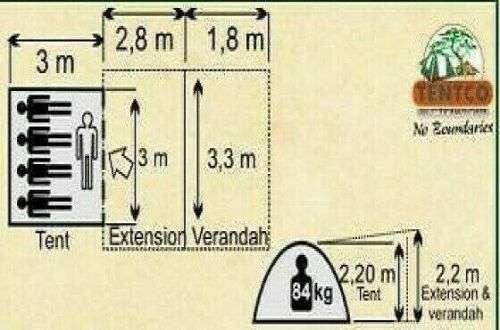 Campmor Safari Senior Bush Combo Canvas 5-person Dome Tent with Large Ext up to 6-person & Verandah