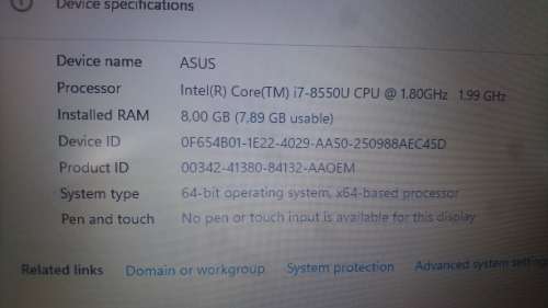 ASUS X542, GAMING LAPTOP, DEMO, I7, 8GB RAM, 1 TB HDD, 4GB DDR5 GEFORCE MX150 GRAPHICS, BAT GOOD