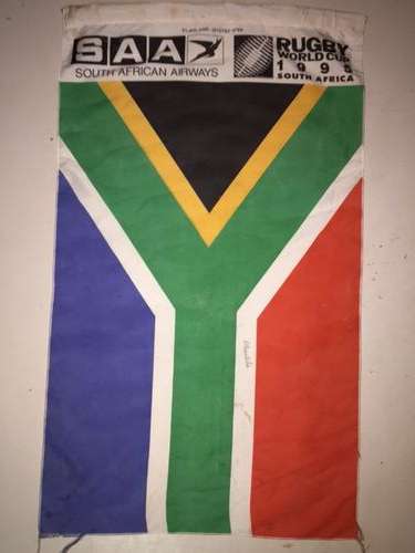 Mandela Signed 1995 World cup Rugby Flag! -Extremely Rare!