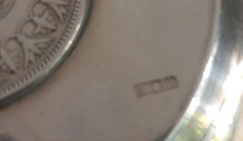 Silver Coaster - King Farouk Coin (Egypt) 1939, set in solid silver surround - 52g