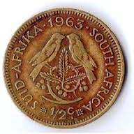 1963 SA 1/2c coins