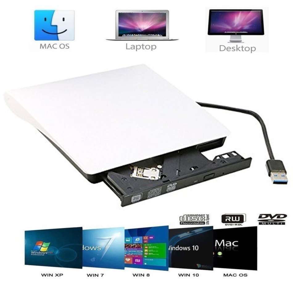 Slim External USB 3.0 DVD RW Drive CD Writer Drive Burner Player PC Laptop GB