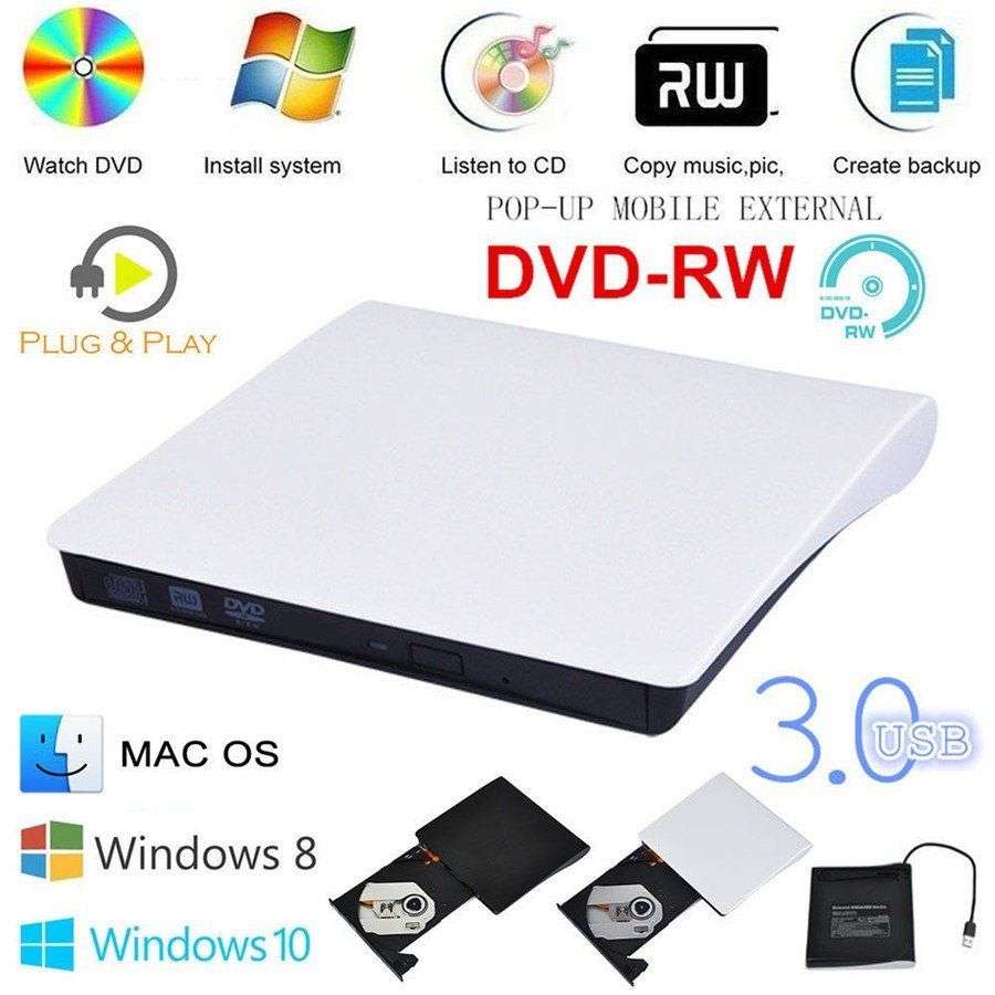 Slim External USB 3.0 DVD RW Drive CD Writer Drive Burner Player PC Laptop GB