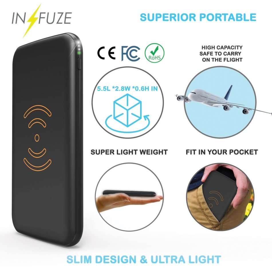 15600Ah Qi Wireless Charging Power Bank Portable External Battery iPhone Samsung