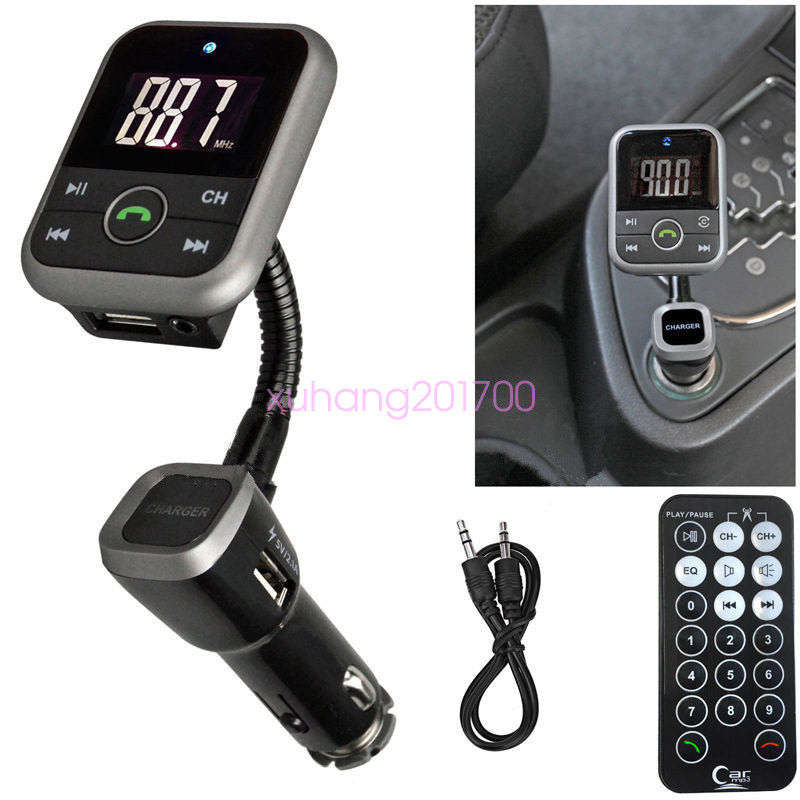 Bluetooth wireless LCD car mp3 player fm transmitter + Remote SD USB Charger Kit