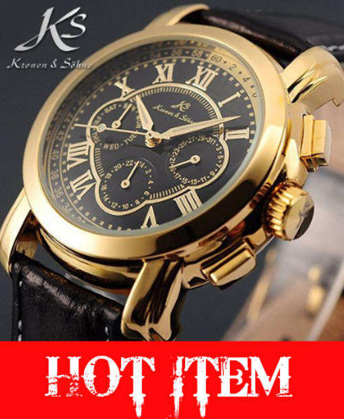 Knonen & Sohne Luxurious Designer Automatic Self Wind Skeleton Business Mens Watch**HOT**2 Colours