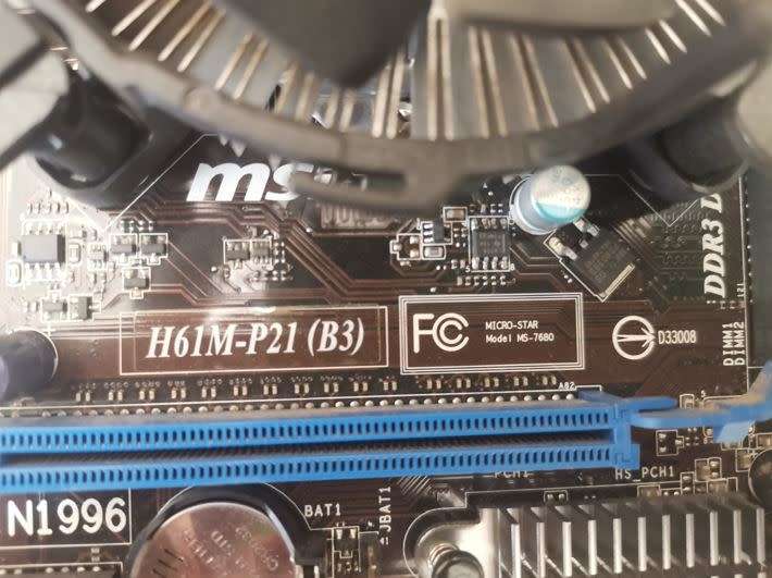 Msi H61M-P21 (B3) Motherboard - With CPU, fan/heat sink & backing plate - Sold for spares or repairs