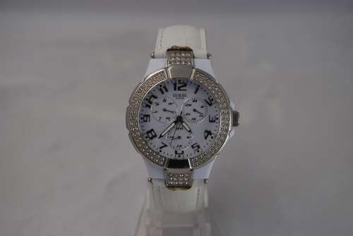 GUESS LADIES' WHITE PRISM WATCH