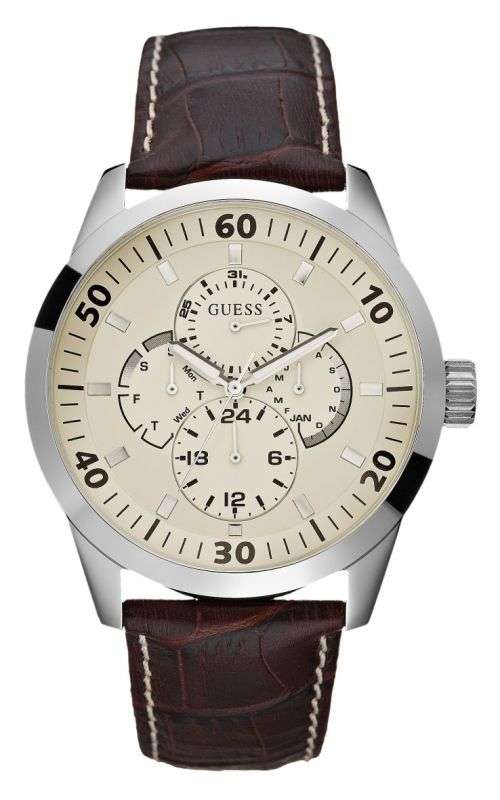 GUESS WHITE AND BROWN MEN'S WATCH