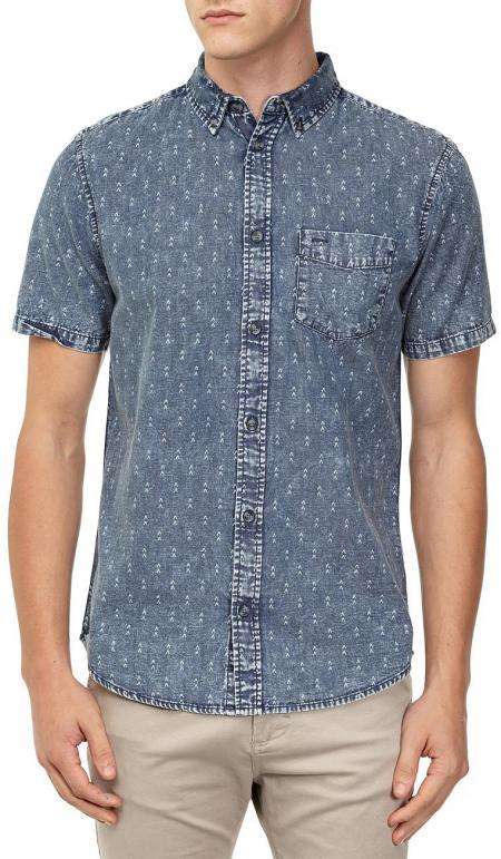 SS Logan Printed Shirt 3, Colour: Chambray Indigo Florral LARGE ONLY