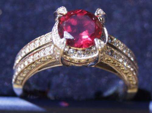 WHITE GOLD DIAMOND TOURMALINE RING WITH 0.58CT DIAMONDS