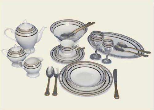 GENTZ PORCELAIN 47 PIECE FINE GOLD LINED DINNERWARE SET DESIGN