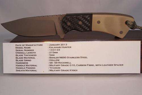 Custom Handmade Knife : Kalahari Hunter