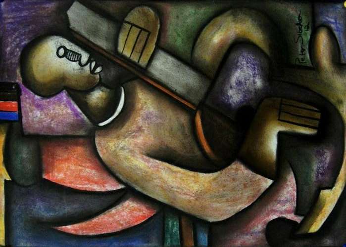 PETER SIBEKO PASTELS "MAN WITH GUITAR"