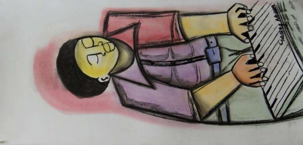 GODFREY NDABA PASTELS  "PIANO MAN "