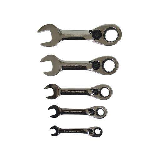 MASTERCRAFT 5PC STUBBY RATCHETING SPANNER SET **R1 AUCTION**