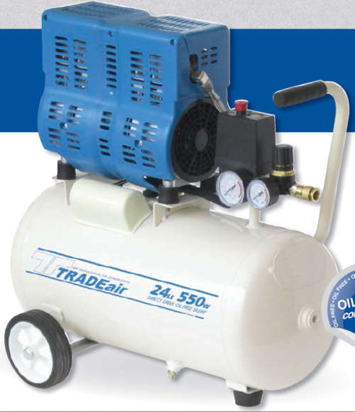 TRADE AIR 24L 550W Twin Cylinder Oil Free Silent Direct Drive Compressor