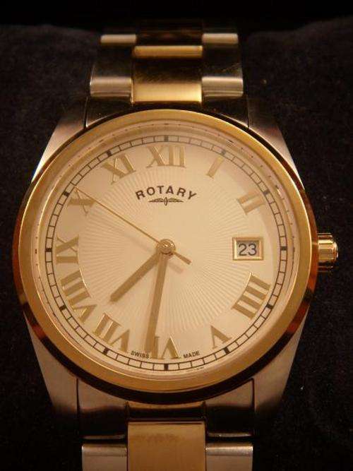 ROTARY TWO TONE MENS WATCH ROMAN NUMERALS   @UNRESERVED@