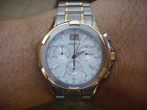 MICHEL HERBELIN MENS GOLD ACCENT CHRONO  @@ NO RESERVES@@