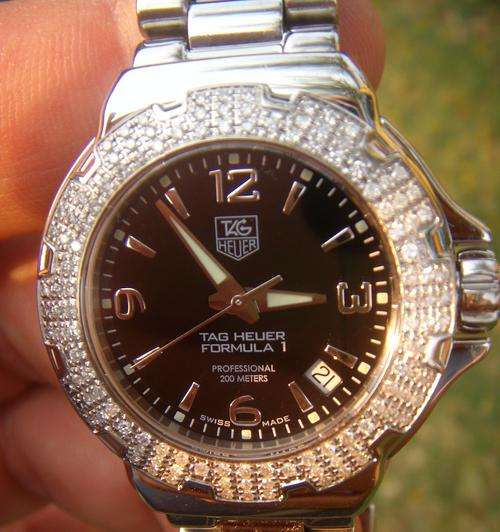 TAG HEUER FORMULA 1 SHARAPOVA DIAMONDS BLACK 200M ^^120 diamonds^^   BLACK     @@ NO RESERVES@@