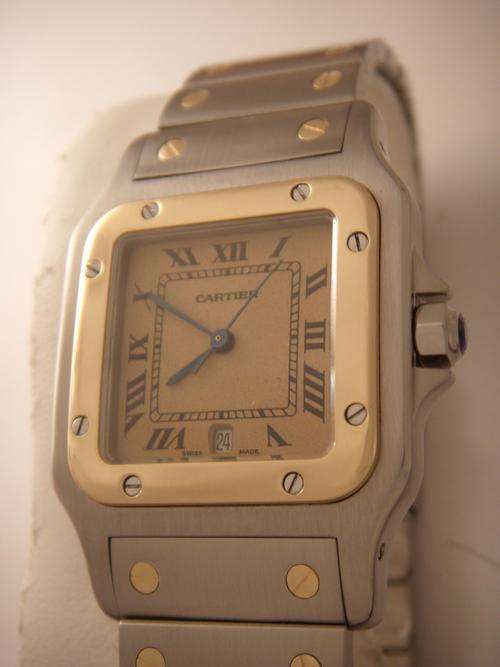 Cartier SANTOS GOLD STAINLESS MENS IMMACULATE @@ NO RESERVES@@ GENUINE AUCTION