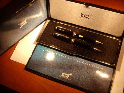MONT BLANC PEN SET  GOLD  WITH BOXES     #NO  RESERVES#