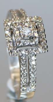 55  DIAMOND WHITE  GOLD FANCY CLUSTER LADIES RING #NO  RESERVES#