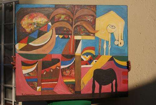 SPEELMAN   MAHLANGU   OIL   ON CANVAS   "OUR ROOTS 1999"      No reserves