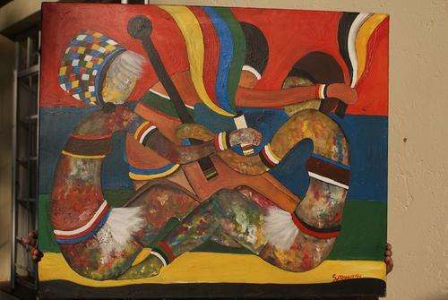 SPEELMAN   MAHLANGU   OIL   ON CANVAS   "AFRICAN DANCE 1999"      No reserves