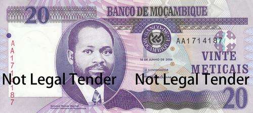 20 Meticais from Mozambique