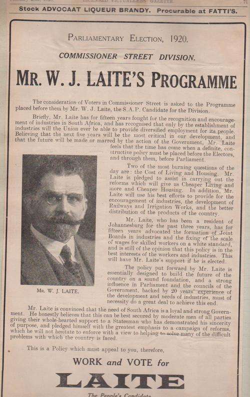 Parliamentary Elections 1920 - Scrapbook - Mostly Commissioner Street Division