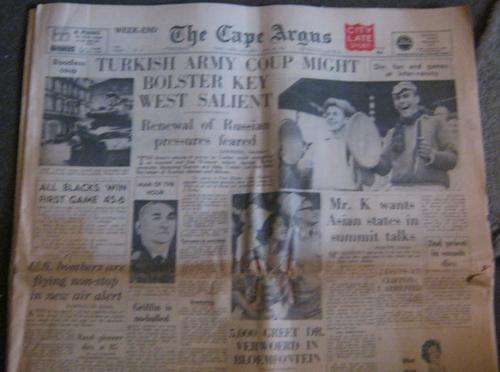 The Cape Argus Saturday 28 May 1960 - Complete Newspaper Including Cartoon Section, Weekend Section