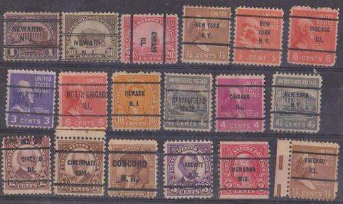 USA - 18 Different Pre Cancelled Stamps