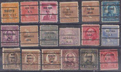 USA - 18 Different Pre Cancelled Stamps