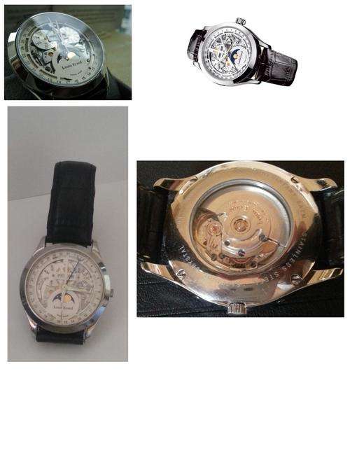 Louis Erard Phase de Lune Mechanical watch rare Moon Phase & transparent back case